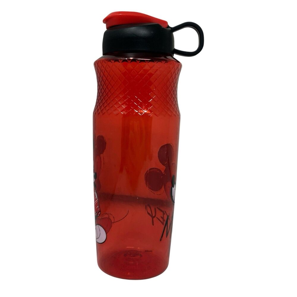 Water Bottle Mickey Mouse Red Plastic Flip Top Disney Cup - Picture 2 of 9